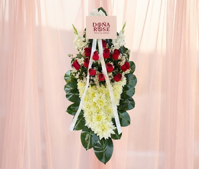 Lágrima fúnebre rosas rojas de piso “Luz y esperanza”