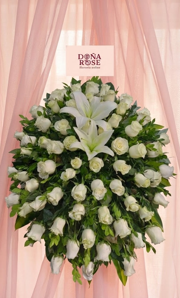 Manto Fúnebre para Ataúd de Rosas Blancas “Luz Celestial”