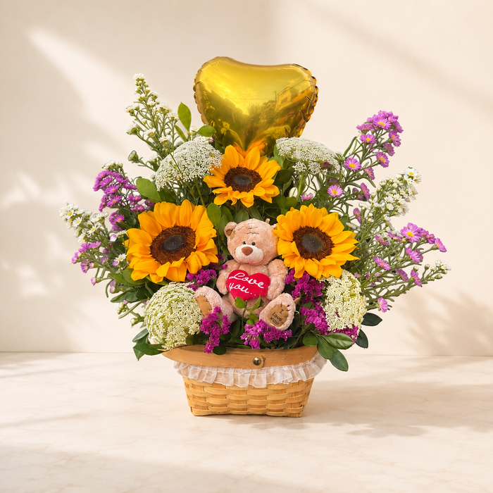Canasta de girasoles y variedad “SOL”