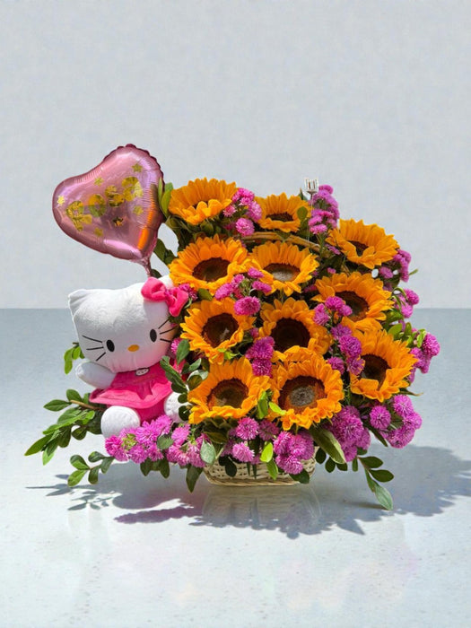 Canasta de Girasoles y Peluche “Dorado Encanto”