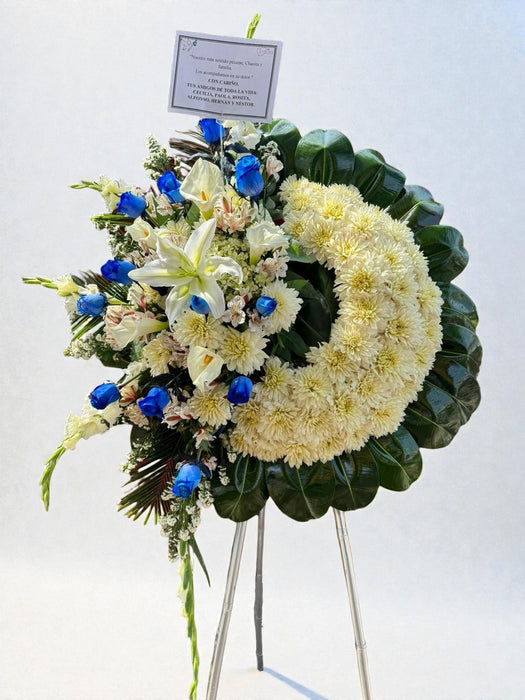 Corona Fúnebre de Rosas Azules “Homenaje Eterno”