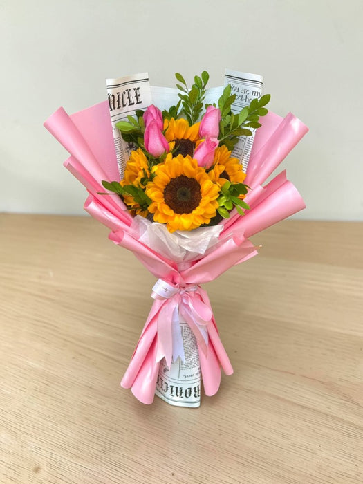 Ramo de Girasoles y rosas fusion “REAL”