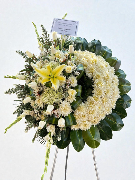 Corona Funebre con Rosas Blancas “Renacer”