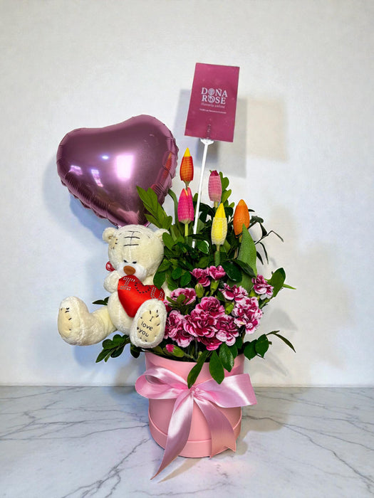 Box de Tulipanes y Peluche “Amor en Tulipanes”