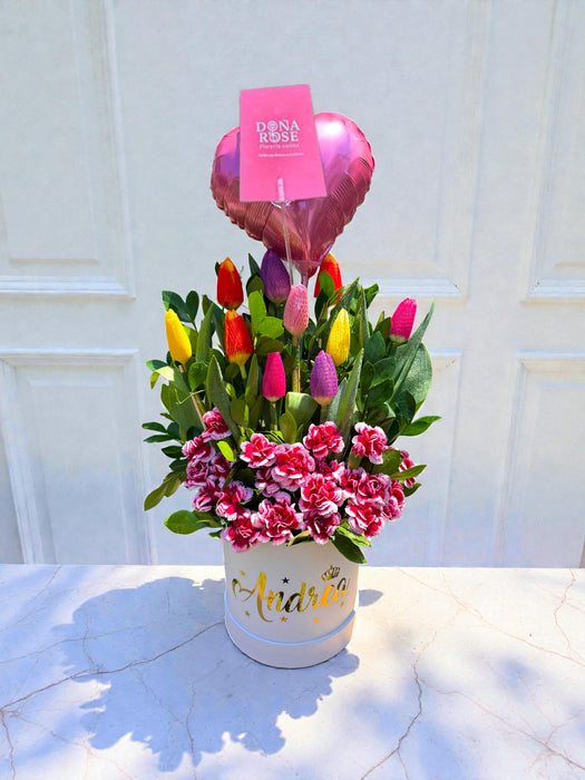 Box de tulipanes "Arcoíris"