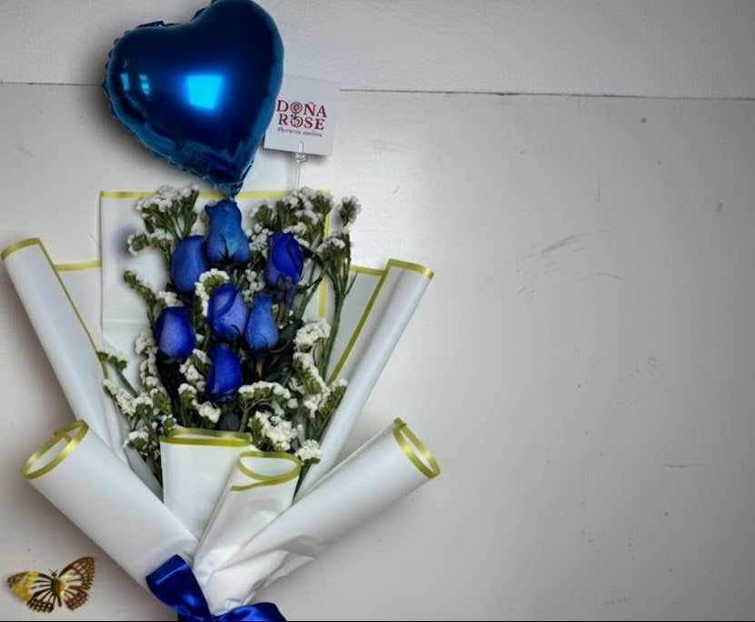 Ramo de 7 rosas azules “Blue men”