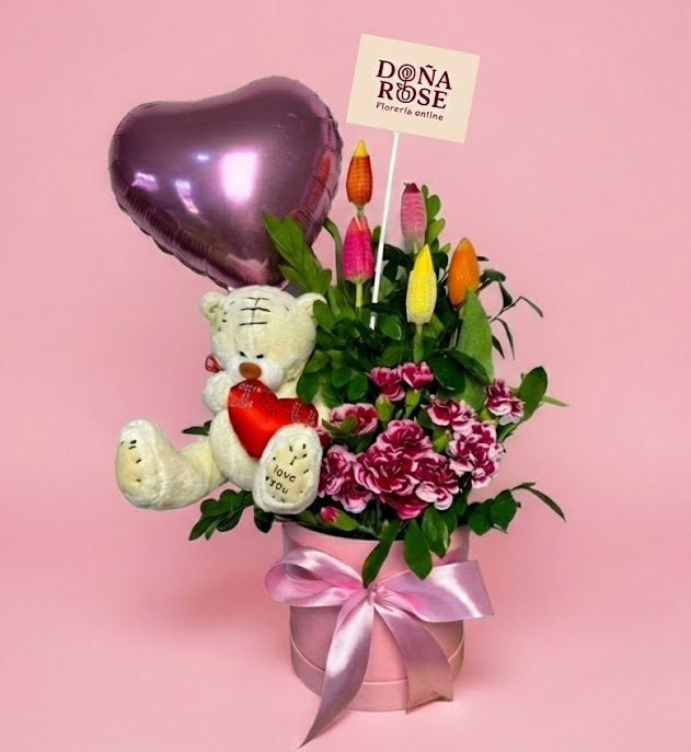 Box de Tulipanes y Peluche “Amor en Tulipanes”