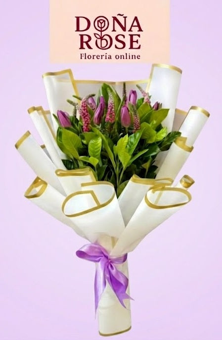 Ramo de 10 Tulipanes Lila “Rosé de Ensueño”