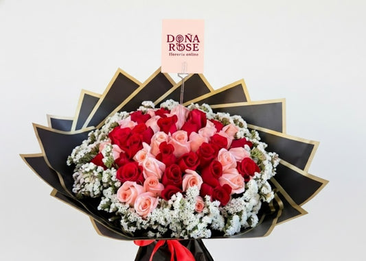 Ramo Buchón de Rosas Rojas y Rosadas “Verónica”