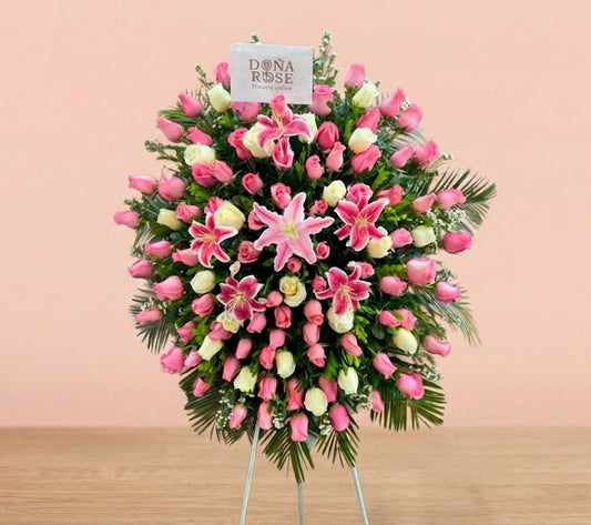 Corona Funbre de Rosas Rosadas “Aura Celestial”