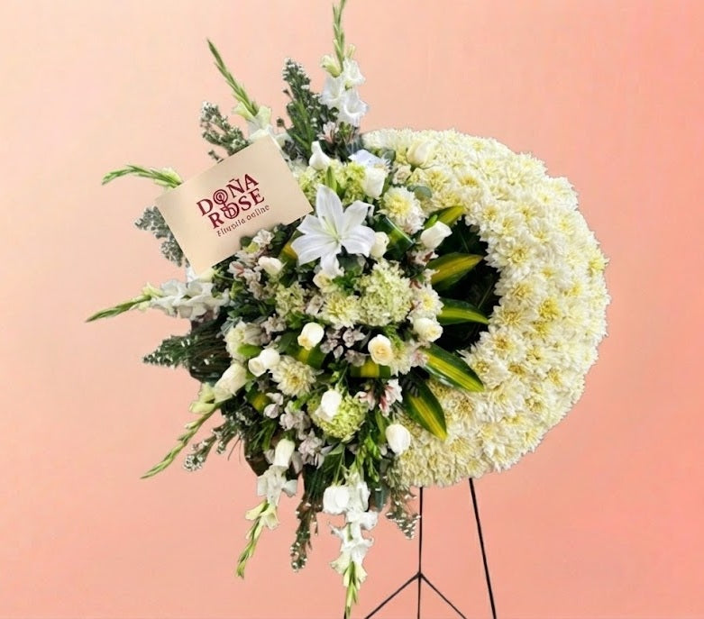 Corona Fúnebre Media Luna “Paz en Flores”
