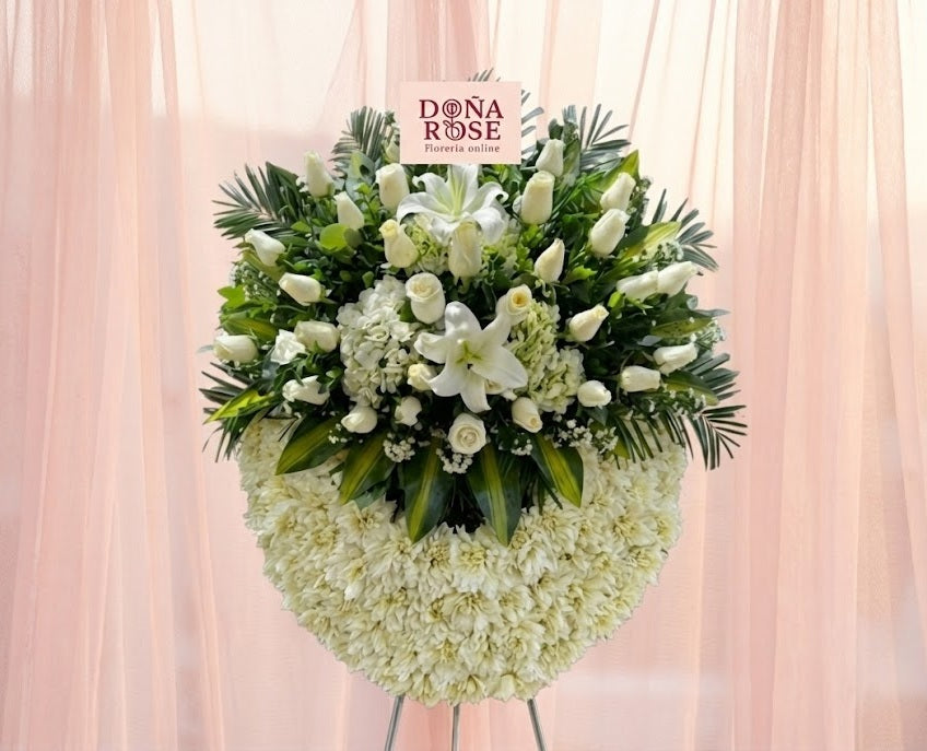 Corona Funebre de Rosas Blancas “Cielo Eterno”