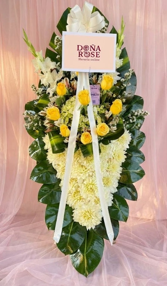 Lágrima fúnebre rosas amarillas de piso “Consuelo”