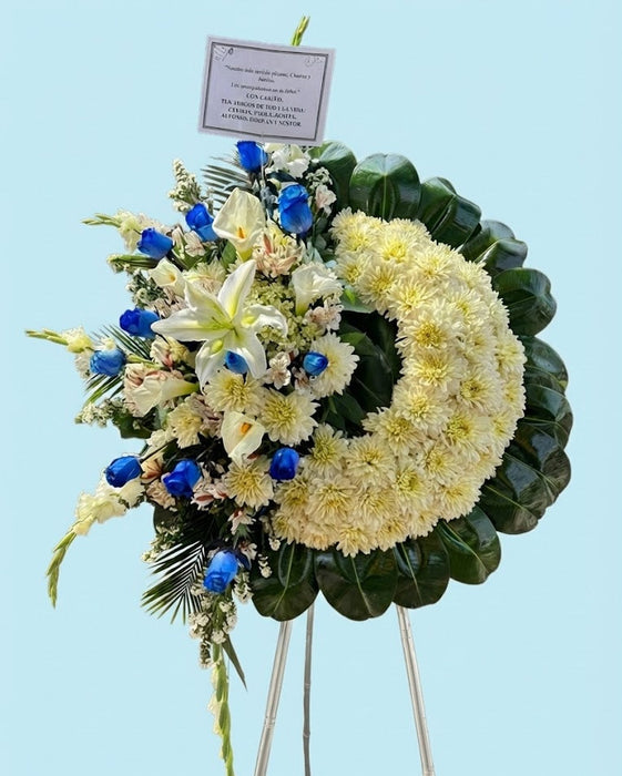 Corona Fúnebre de Rosas Azules “Homenaje Eterno”