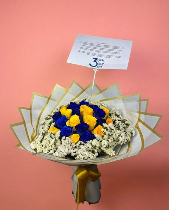 Ramo de Rosas Azules y Amarillas “Maria José”